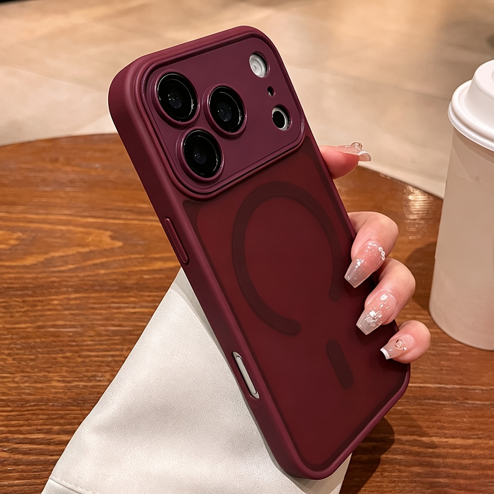 TEMU Étui de téléphone : Étui de luxe magnétique mat blindé à recharge fil pour iPhone 18/17/16/15/14/13/12//Pro Max/17 Air/16e avec coque arrière