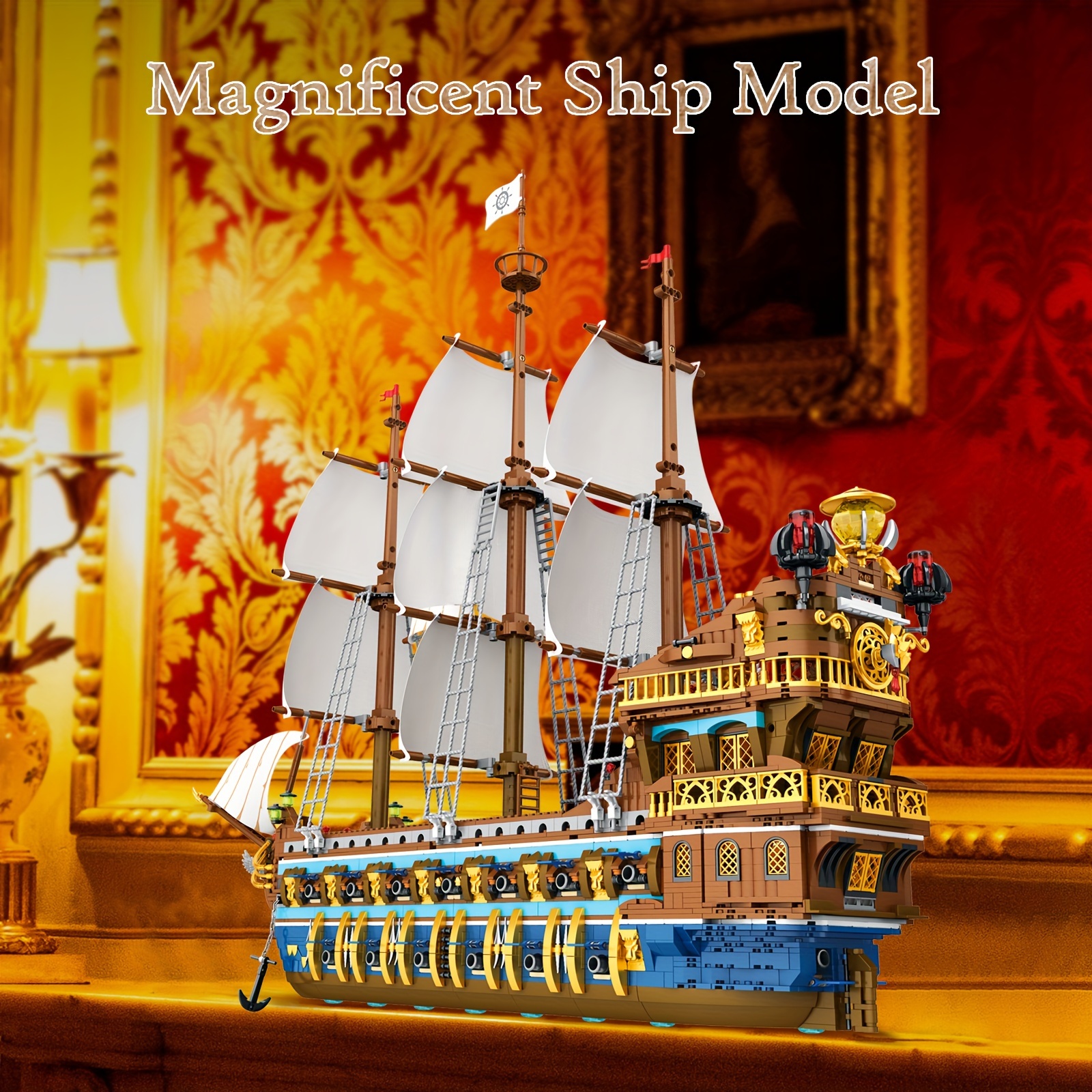 

Pirate Ship Building Sets For Adults 40103, Gorgeous Ship With Tiered Design, Attractive Pirate Toys Building Blocks Pirate Ship Large Model - 3162pcs