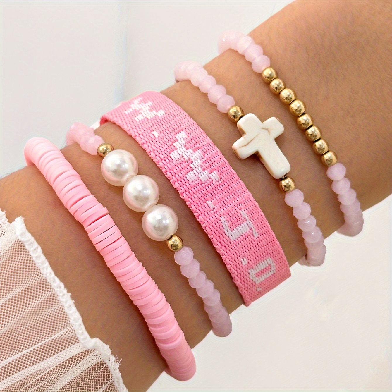 Jesus Bracelets 5pcs Pink WWJD Bracelets What Would Jesus Do