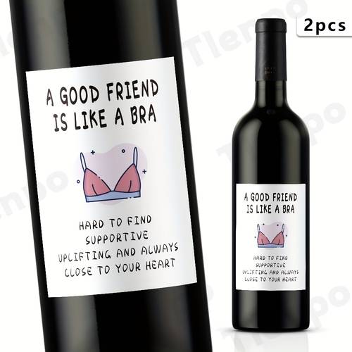 2pcs humorous birthday decoration stickers great for bestie birthday cards sister cards girlfriend uplifting and close to your heart birthday wine label stickers waterproof wine bottle stickers birthday party party decoration