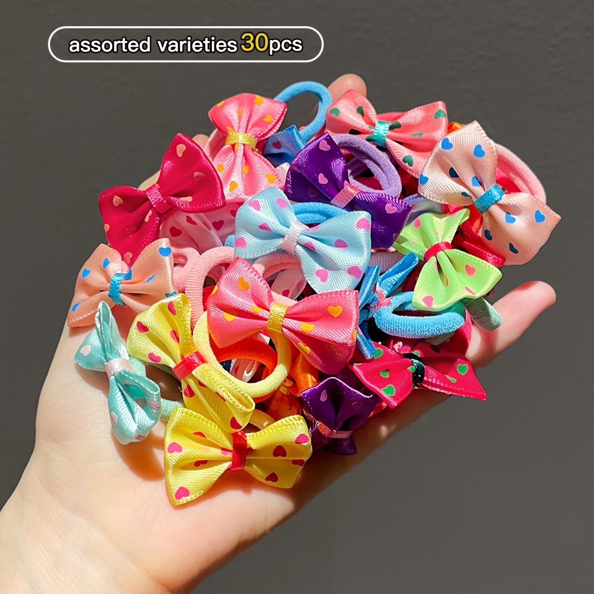 

30pcs Women's Temperament Cute Bow Hair Rings Suitable For Daily Use