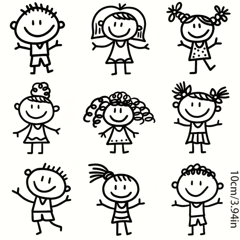 TEMU Juego de 9 pegatinas 2D para de , con personajes de dibujos animados de línea, pegatinas de transferencia de de vinilo termoadhesivo, adecuadas