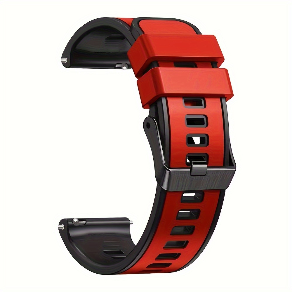TEMU 1pc 22mm Silicone Sports Watch Band, Fashionable Non-textile Breathable Strap With Deployant Clasp, Replacement Accessory For Huawei For Garmin