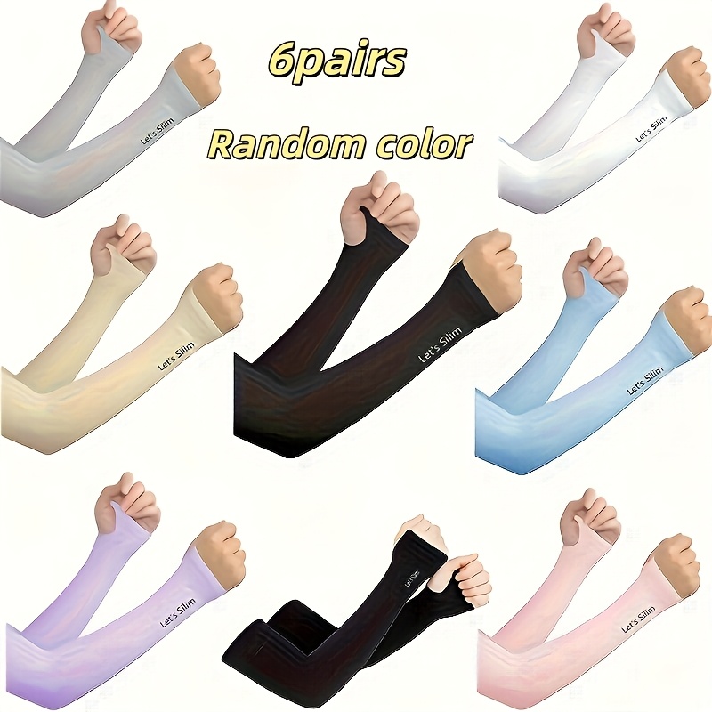 TEMU 6 paires de manchons de glace unisexes de couleurs aléatoires, protège-bras d'été, gants de fins pour usage extérieur