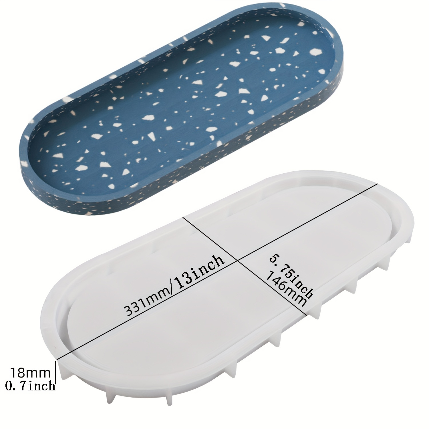Image of Large Resin Tray Mold, 10inch Oval Rolling Tray Molds Big Silicone Tray Molds With Edges Silicone Molds For Epoxy Resin Jewelry Holder Container Plates For Resin Home Decor