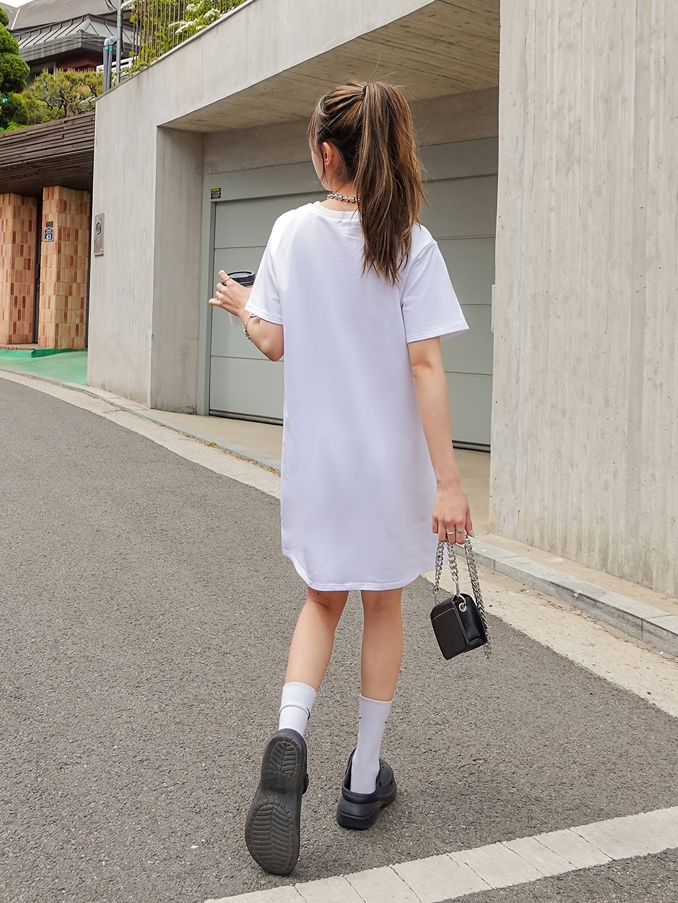Shirt Dress Loose Fitting White Dress Women's Elegant Short Sleeve
