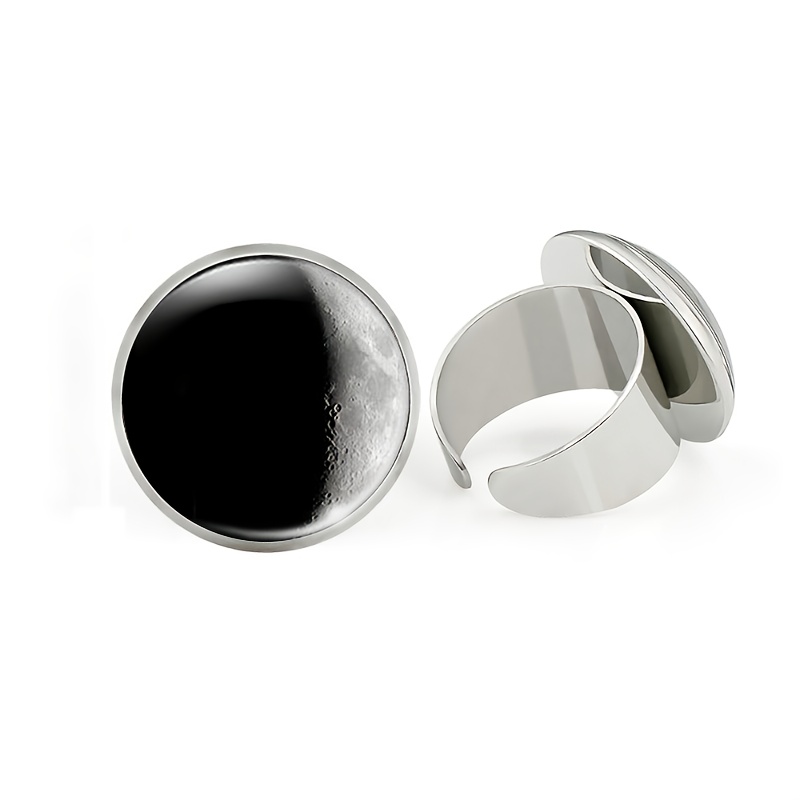 Unisex Adjustable Moon-Inspired Ring, Celestial Design