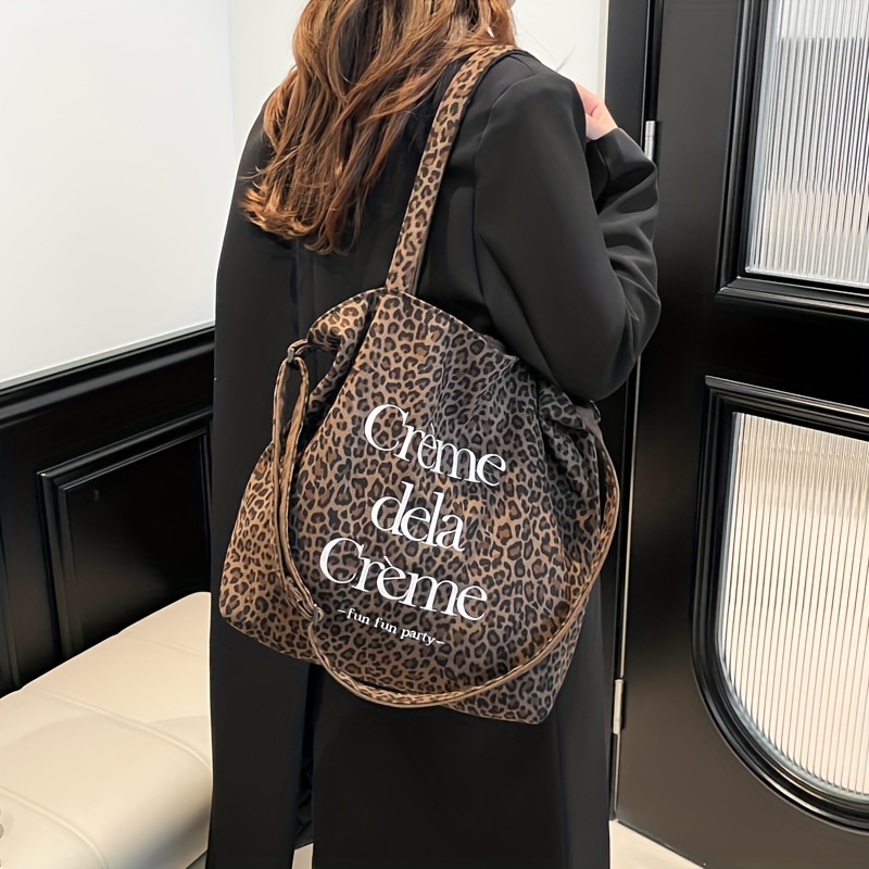 E-shop [Damen Schultertasche] 1 Stück Leopardenmuster Vintage Große Kapazität Doppelseitige Damen Schultertasche -Pendler Outdoor Shopping Urlaub
