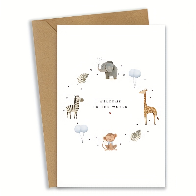 Image of Card For New Parents, Cute Watercolor Animals Design, Perfect For Grandchildren, Daughter, Son, Funny Party Gift For Shower Or Birthday, Illustrations, Gift Box, Keepsake