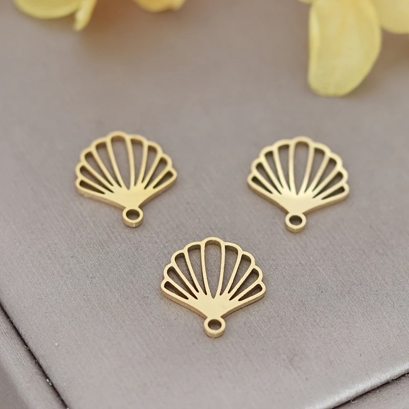 3pcs Hollow Line Shell Additions Stainless Steel Charms For Jewelry Necklace Bracelets Women Craft Pendant