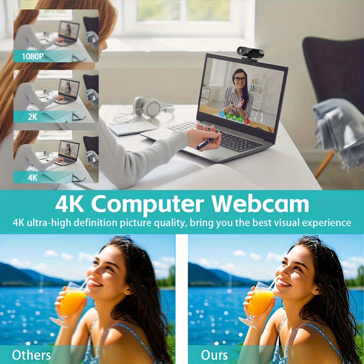 4k ultra hd webcam dual noise canceling microphones Temu Canada