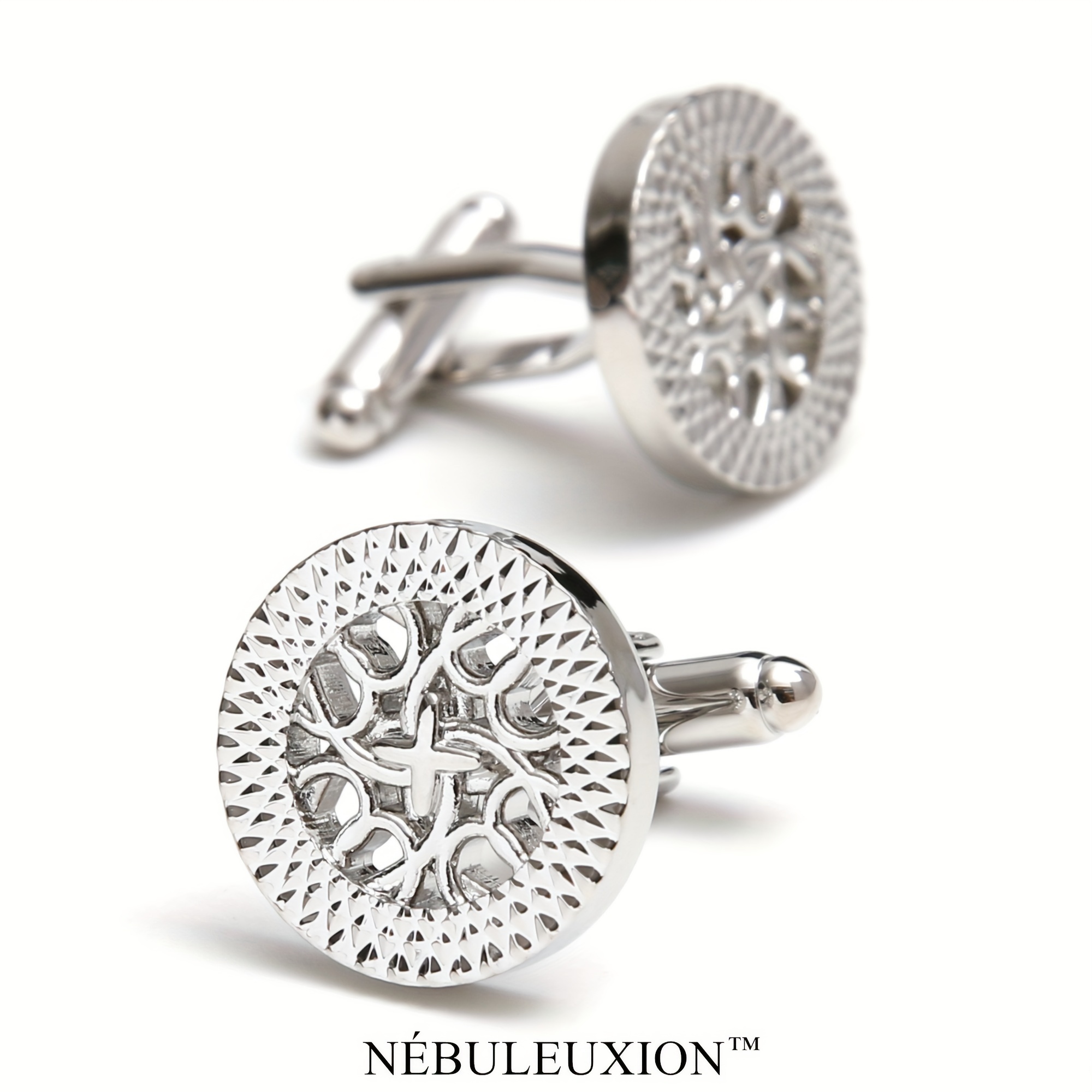 2pcs Creative Hollowed Out Art Carved Design Cufflinks