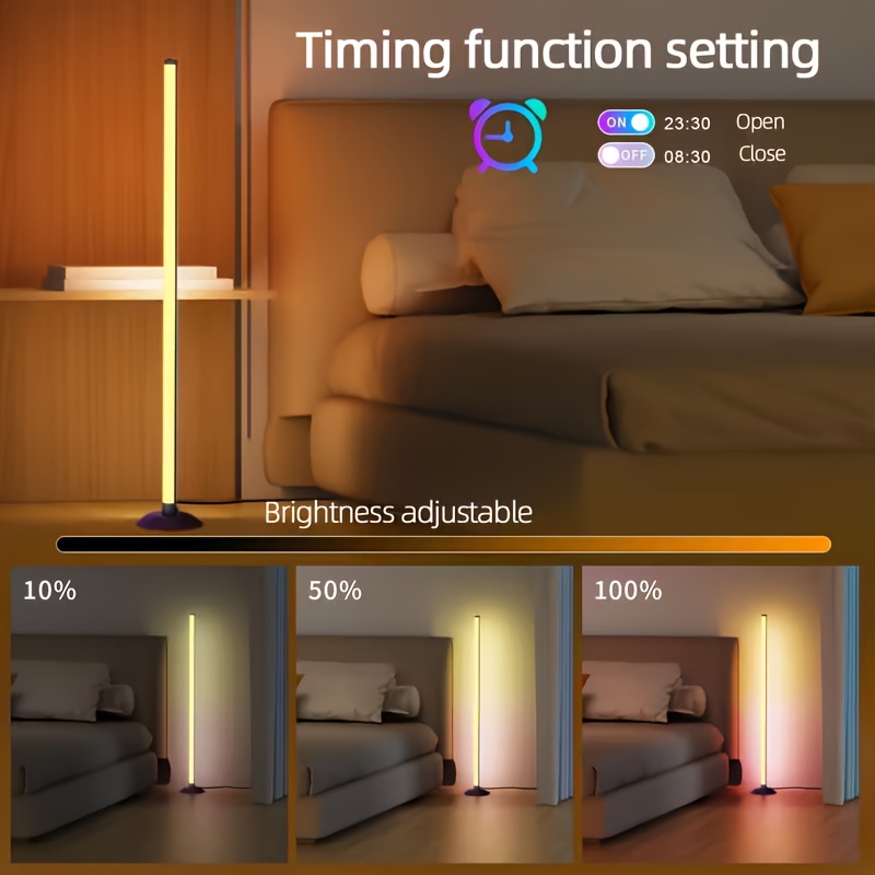 Smart RGB IC LED Corner Floor Lamp | 16 Million Hues, 68+ Dynamic Scenes, Music Sync, Timer Function, Usb-Powered, Ideal for Living Rooms, Games Rooms, Parties/Christmas Ambience Lighting/Valentine'S Gifts/Premium Illumination