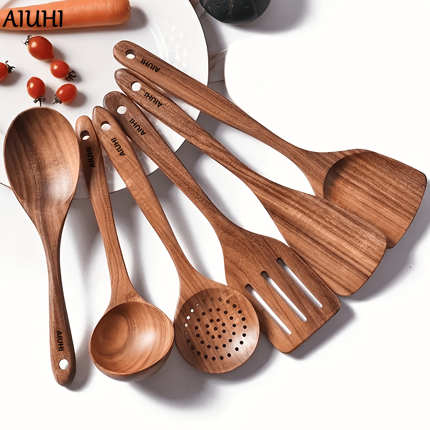 * 6-teiliges Holzlöffel-Set zum Kochen, Küchenholzutensilien, -Haft-Kochutensilien aus Holz