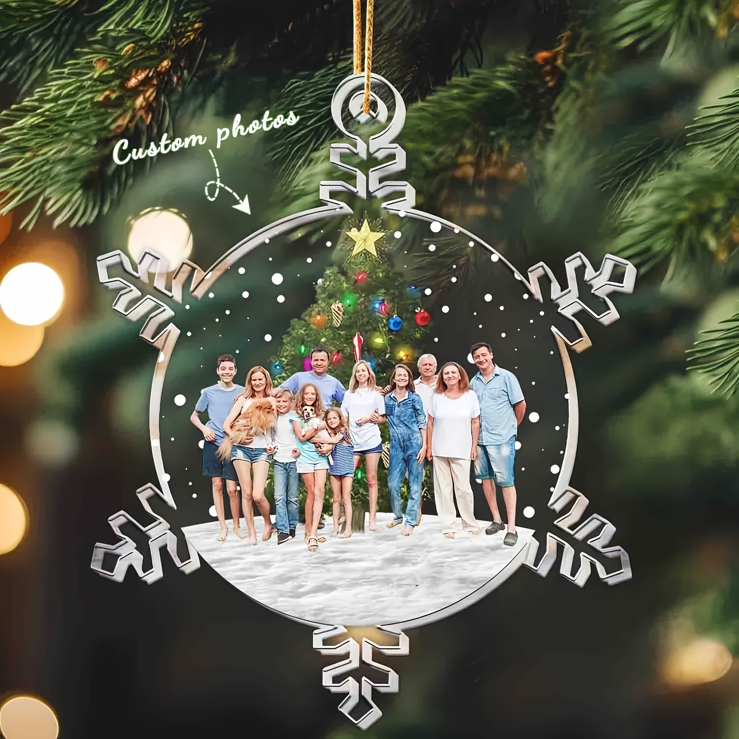 TEMU 2d Flat, Snowflake Custom Photo For - Personalized Acrylic Photo Pendant, Christmas Decoration, Christmas Ornament, Gift For , Relatives, ,