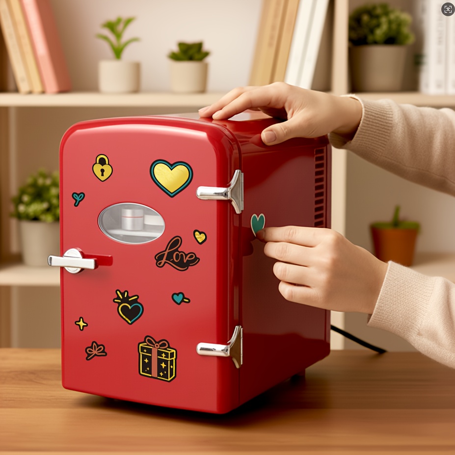 TEMU Portable Mini Fridge - Capacity, Freon-free Compact Cooler & Warmer With Window, 4l, Red - Perfect For Skincare, Office Desk, Or Small Spaces, Mini Refrigerator