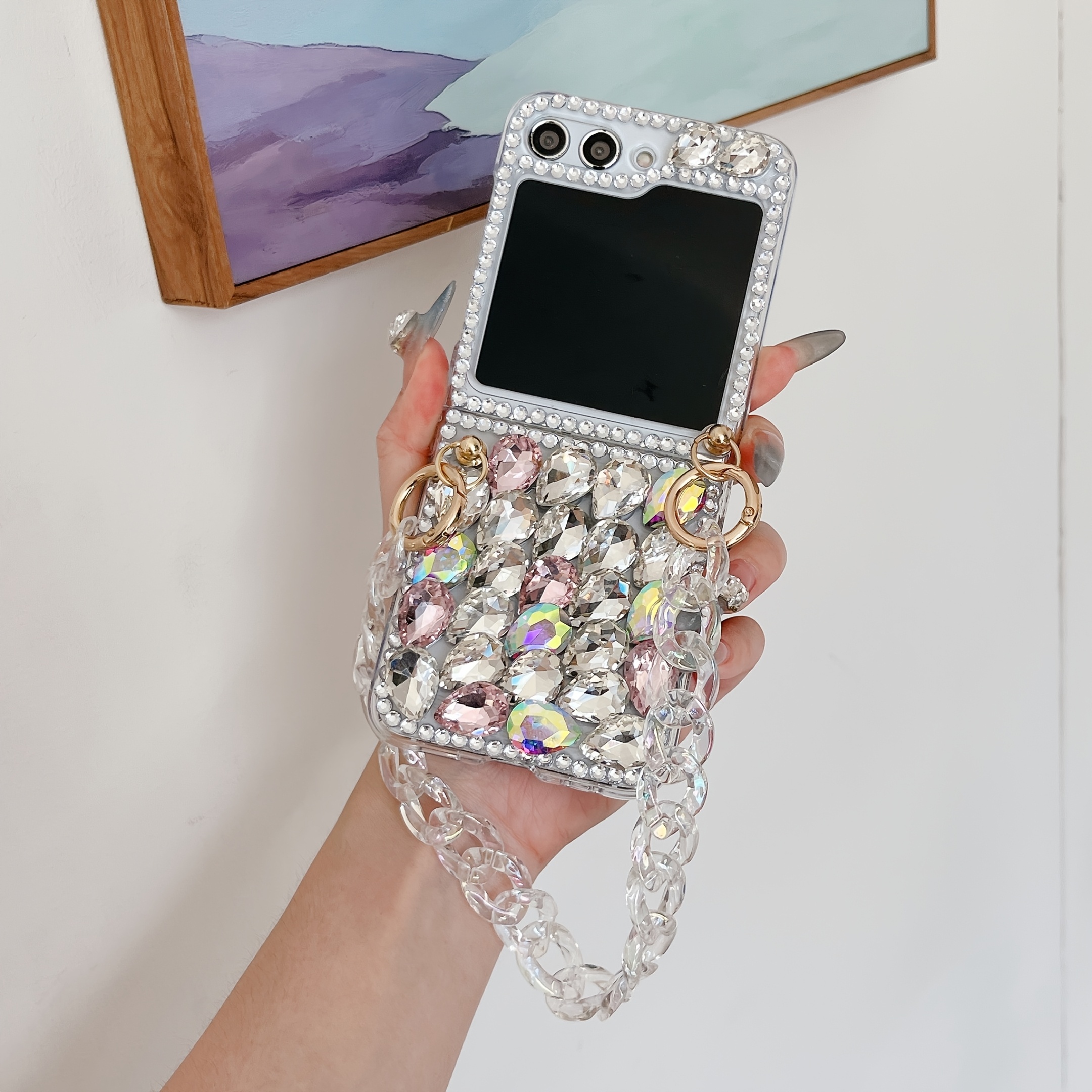 luxurious diamond studded foldable phone case suitable for samsung for galaxy z flip 3 for galaxy z flip 4 and for galaxy z flip 5 a high end fashion phone case for Product details 4