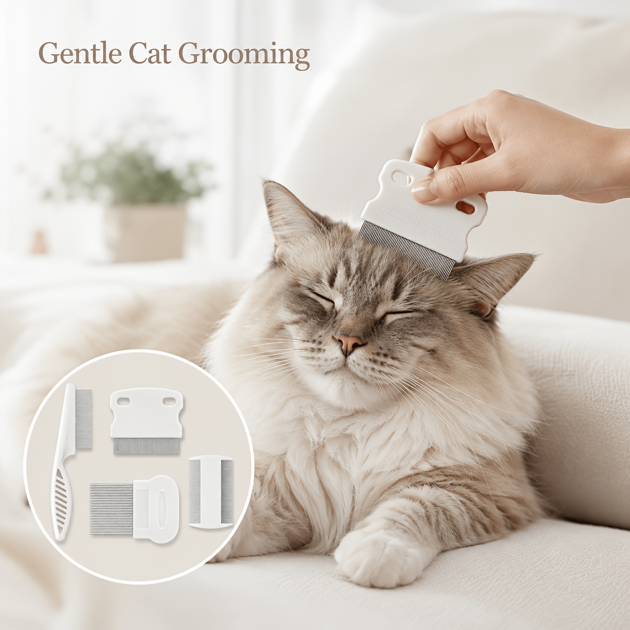 4pcs pet comb set stainless steel fine tooth grooming combs for cats and dogs     and loose hair removal tools Product details 8