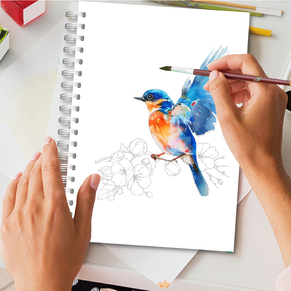 Cuaderno De Acuarela Para Adultos Con 12 Pinturas Y Pincel – Libro De Práctica Con Papel Grueso Antisangrado – Ideal Para Viajes Y Regalos