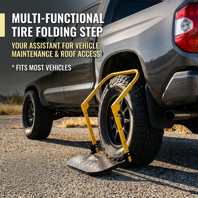 Foldable Tire Step With Anti-slip Feature - A Must-have For Trucks, Suvs, And Trailers - Height Adjustable And Supports Up To 400 Lbs - Portable Foldable Design, Tire Booster
