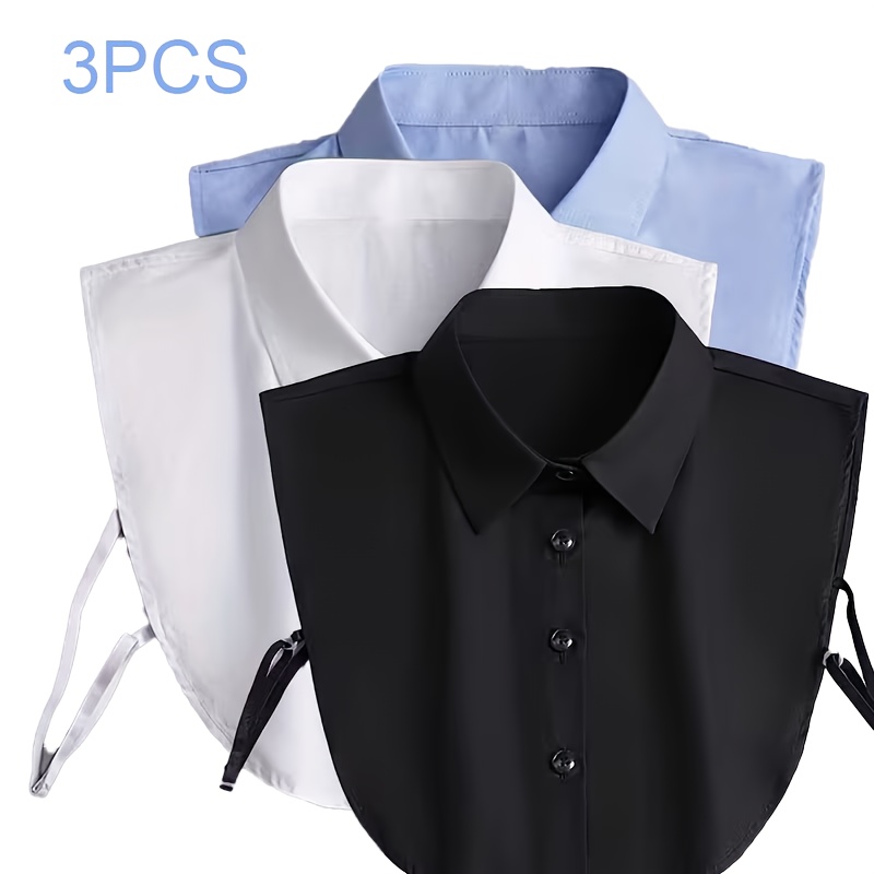 TEMU 3/4pcs Detachable Collar Half-sleeve Shirts Solid Color Women's Breathable And Comfortable, Suitable For Tops, Dresses, Office Wear, And Daily