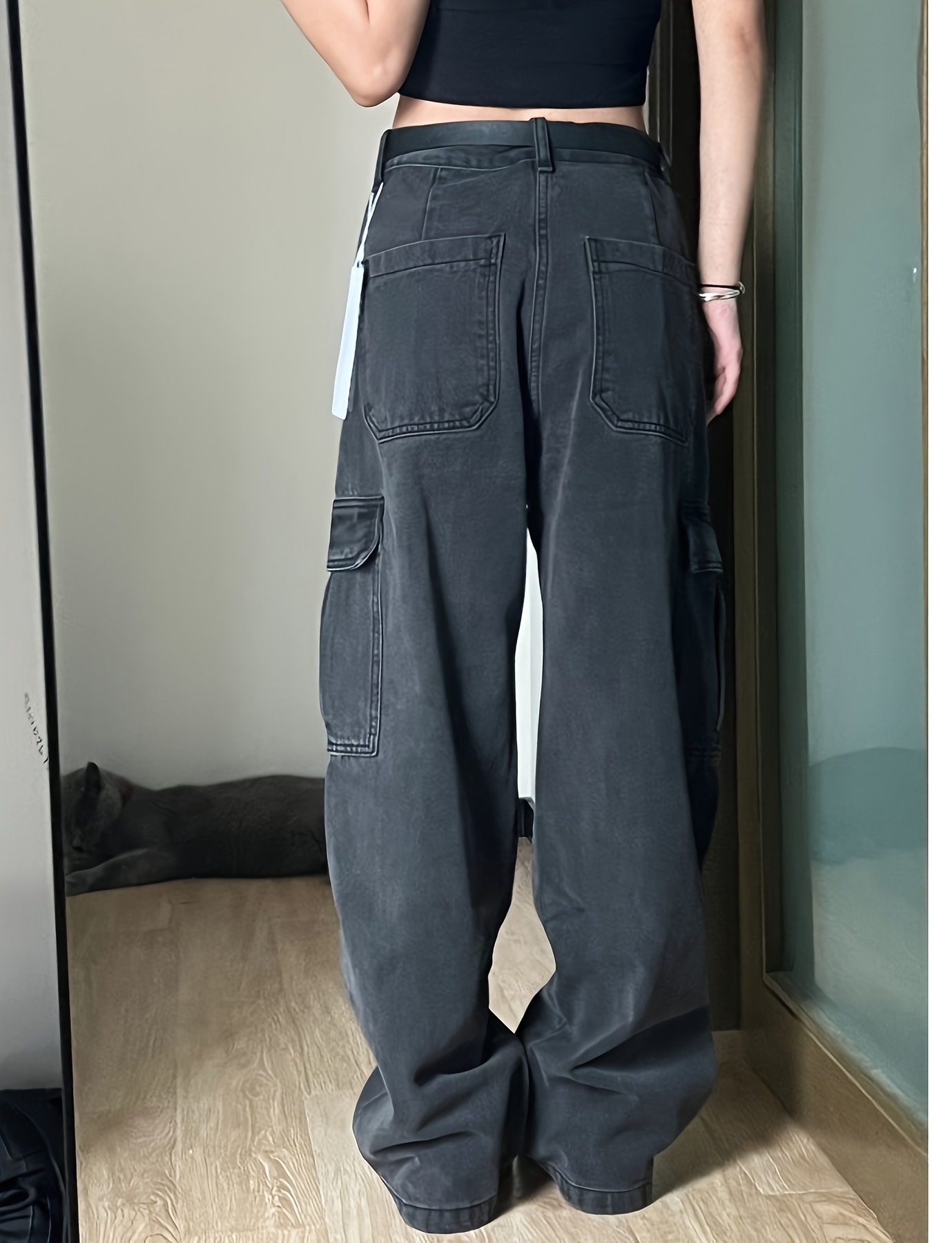 【KOOLOSET】Non-Fade Curved Cargo Denim 쿠로젯(kooloset)