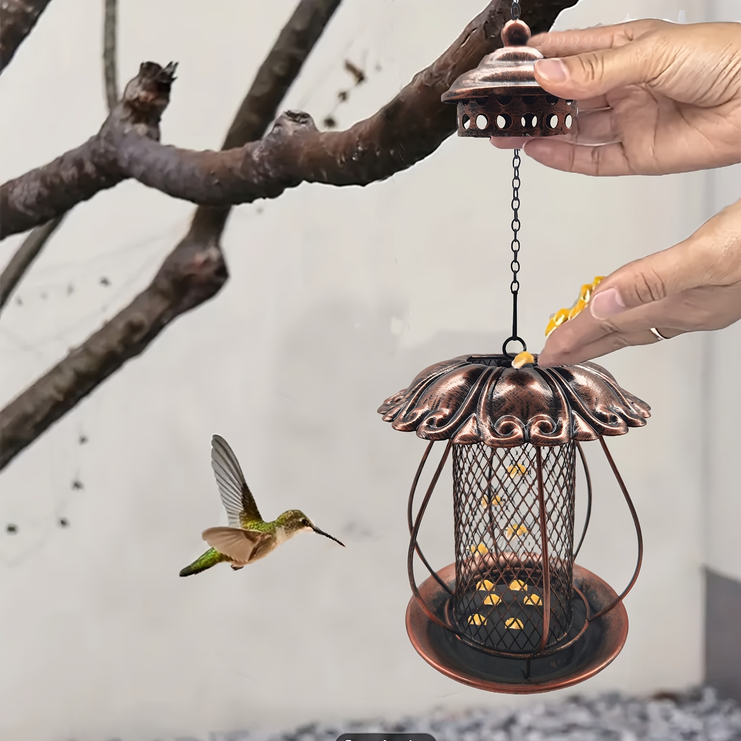 Image of 1pc Expandable Bird Feeder With Unique 19" Iron Stand, Outdoor Bird Watching And Garden Decoration – Ideal Gift For Family &