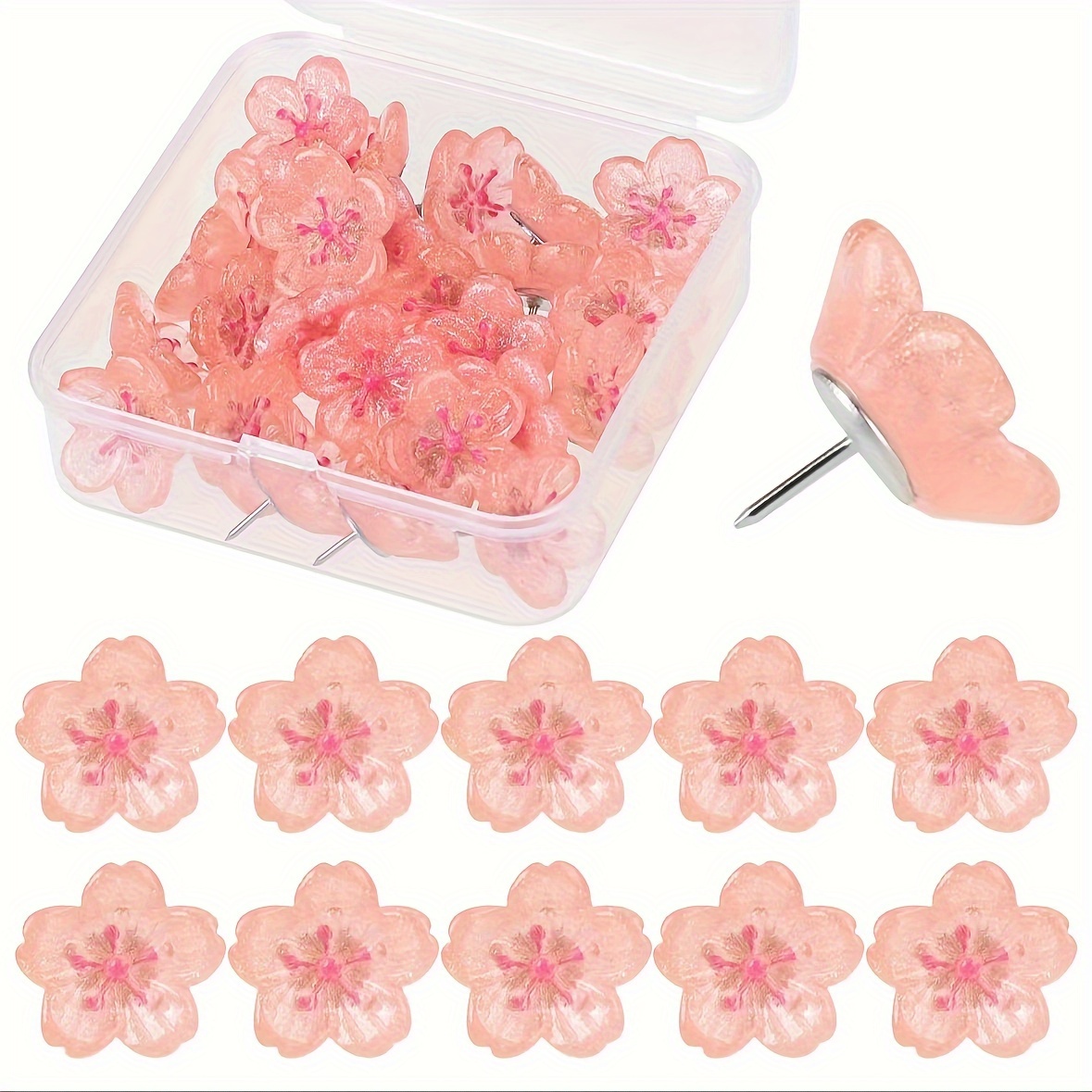 20pcs Flower Pushpins - Decorative Abs Resin Thumb Tacks For Photos, Postcards & Notes, Message, Paper