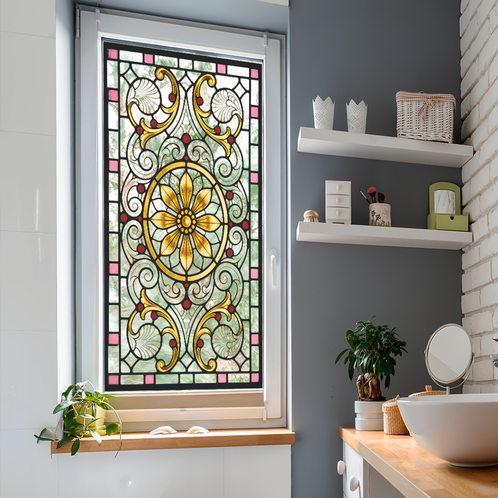 TEMU 2d Flat, 2d Flat European Vintage Painted Pattern Window Clings Self Adhesive High Quality Removable For Glass Door Home Decor Stickers Vinyl