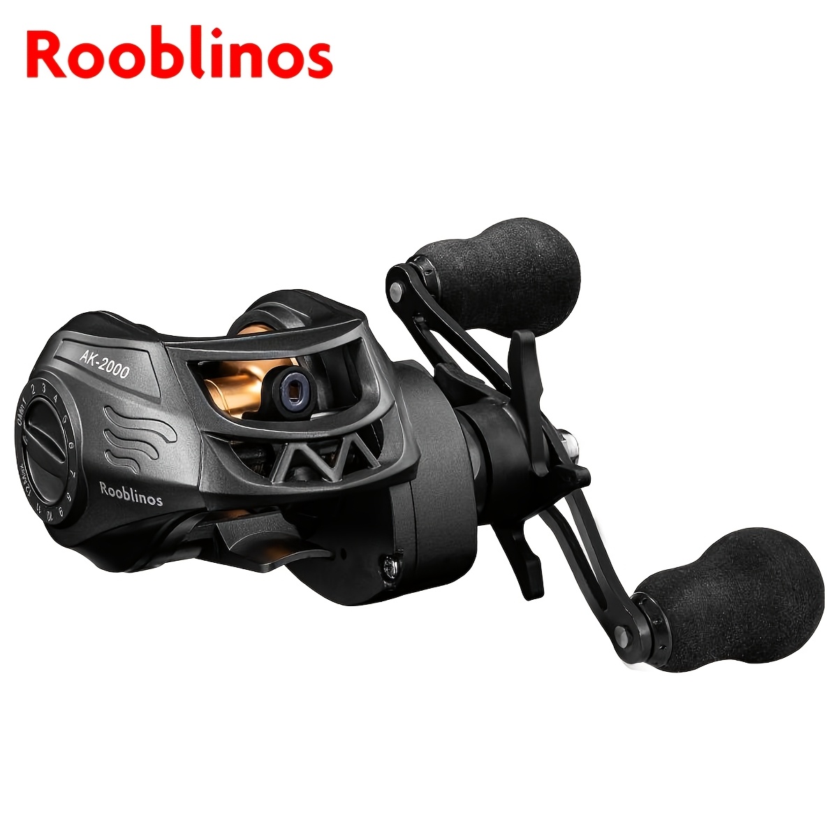 

Single Pack Rooblinos Ak Series Baitcaster Fishing Reel, Pa (nylon) Reel Seat, Metal Spool, Smooth Bearing System, For Fresh And Saltwater Long-range Casting