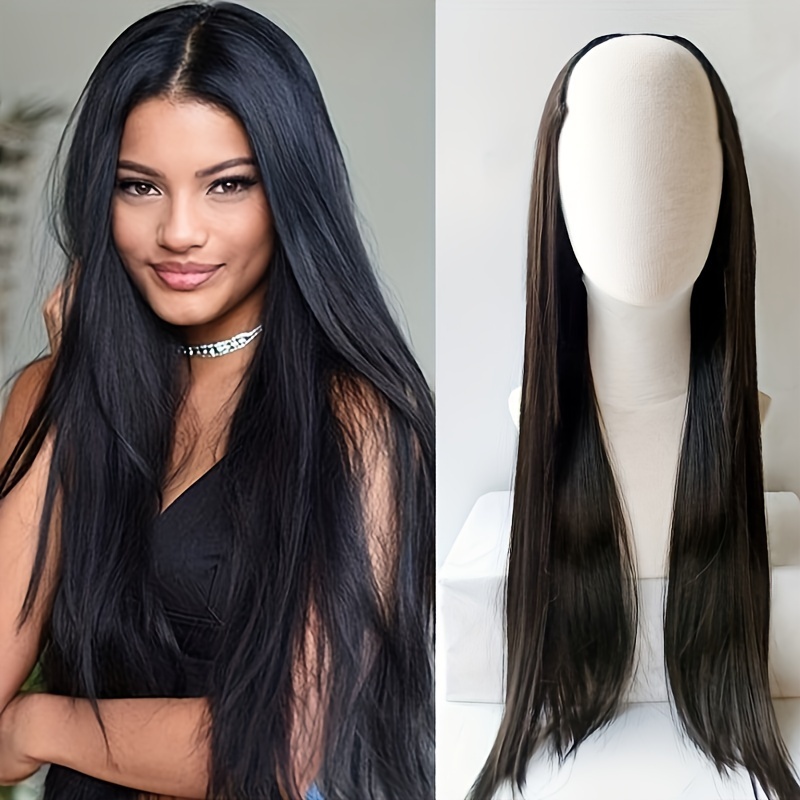 

Women's Straight Clip-in Hair Extensions Bundles, U-shaped Design, Hair-volume Synthetic Wig, , Suitable For All Hair Types,