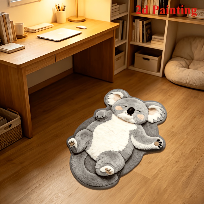 TEMU Imitation Cashmere   900g   9mm Series Soft And Adorable Sloth Bear Simulation 2d Flat Living Room Coffee Table Decorative Rug, Cream Style With