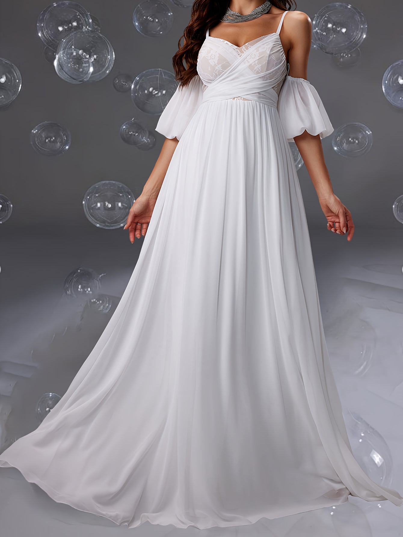 White chiffon summer dress hotsell