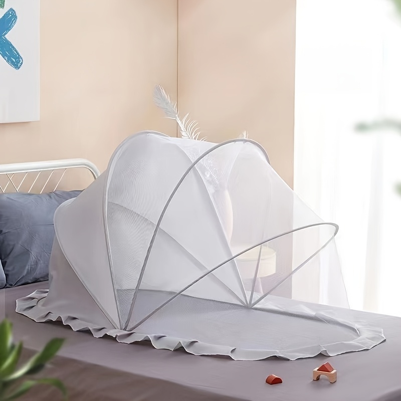 Pink Foldable Net For 0-3 Years - Heart-shaped Design With Edges, Microfiber Fabric, One-second Folding For & Secure Sleep Protection For Halloween And Christmas
