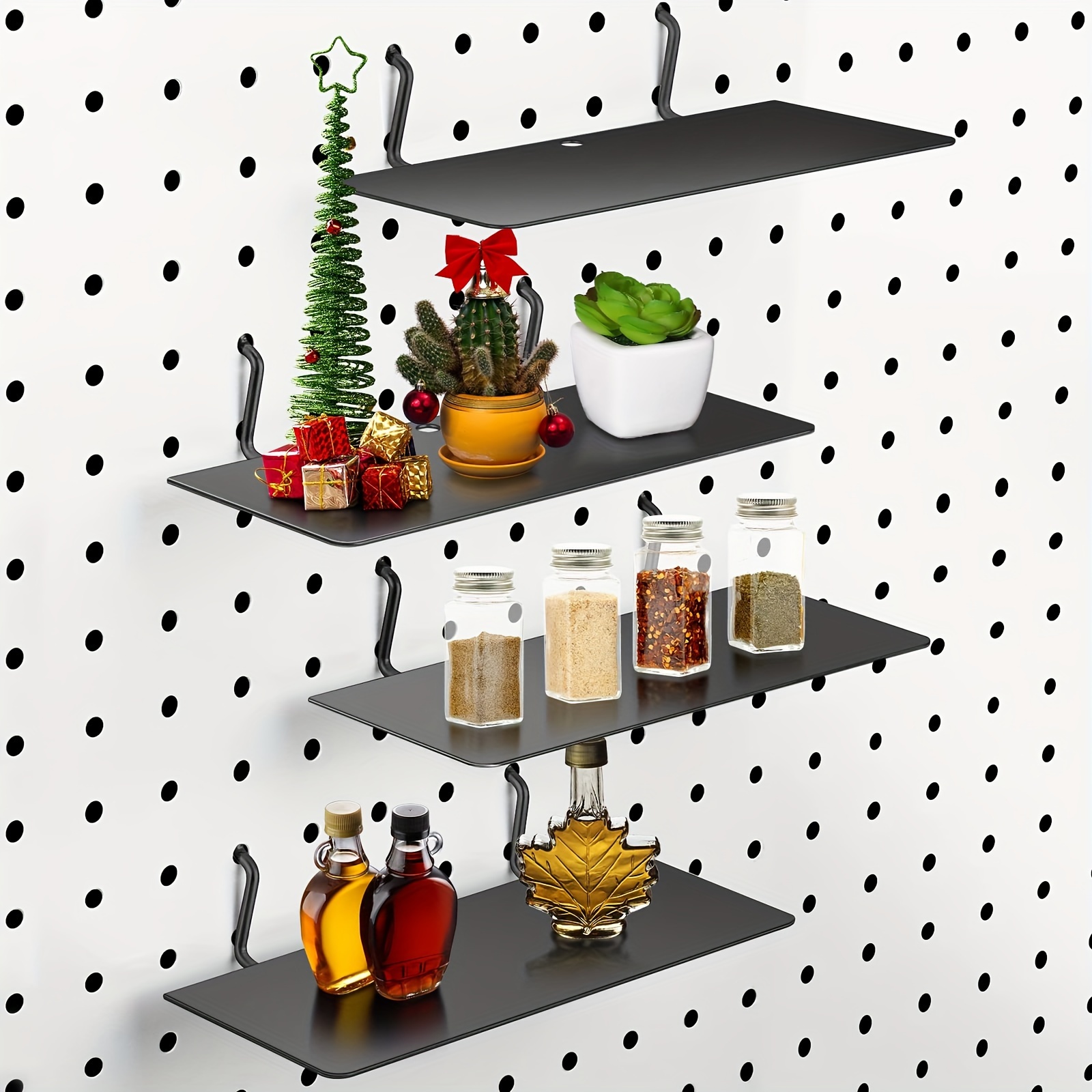 E-shop 4 Stück Lochwand-Schale, 7 x 3 Zoll Wandmontierter Organizer Lochwandregal, Praktisches Metall-Aufbewahrungsregal, Lochwand-Zubehörhalter,