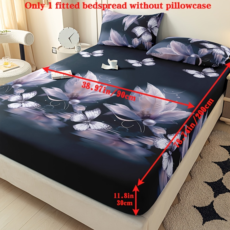 E-shop 1 Spannbettlaken, (Kissenbezug nicht enthalten) Weiches und bequemes Bettlaken mit floralem Schmetterlingsmuster, geeignet für Schlafzimmer,