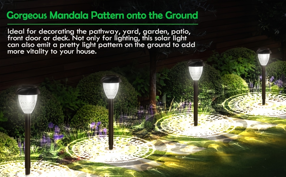 Solar Pathway Lights with Mandala Pattern