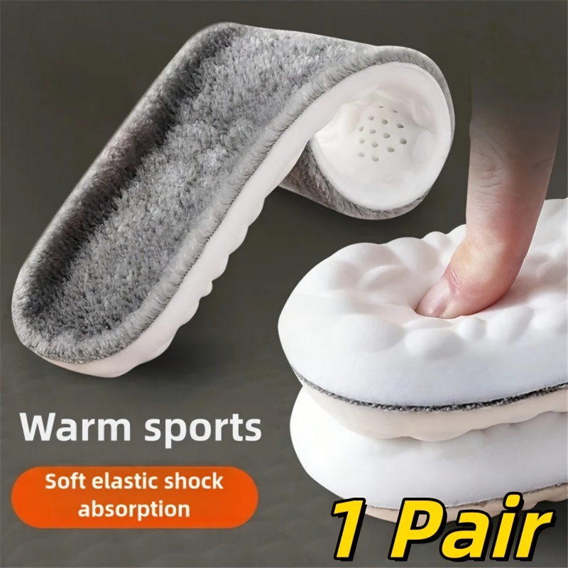 

2pcs Thermal Eva Shoe Insoles For , Winter Warm Plush Non-slip Sports Inserts, Shock-absorbing Snow Padding, , Non-braided