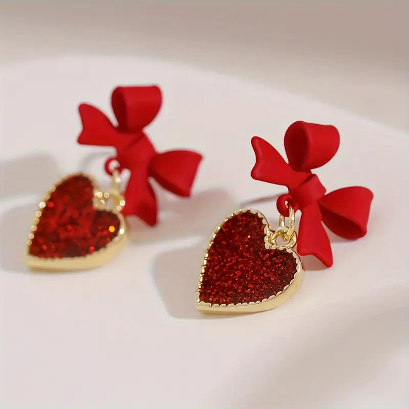 european and american cross border fashion elegant and exquisite love geometric earrings details 4