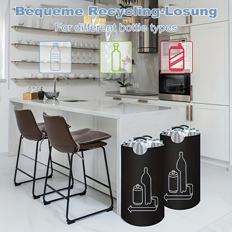 TEMU 2pcs Extra-large 24 Gallon (90l) Recycling Bin For Home - Foldable Storage Basket, Durable Bottle Stroage Bag, Reusable Kitchen Storage