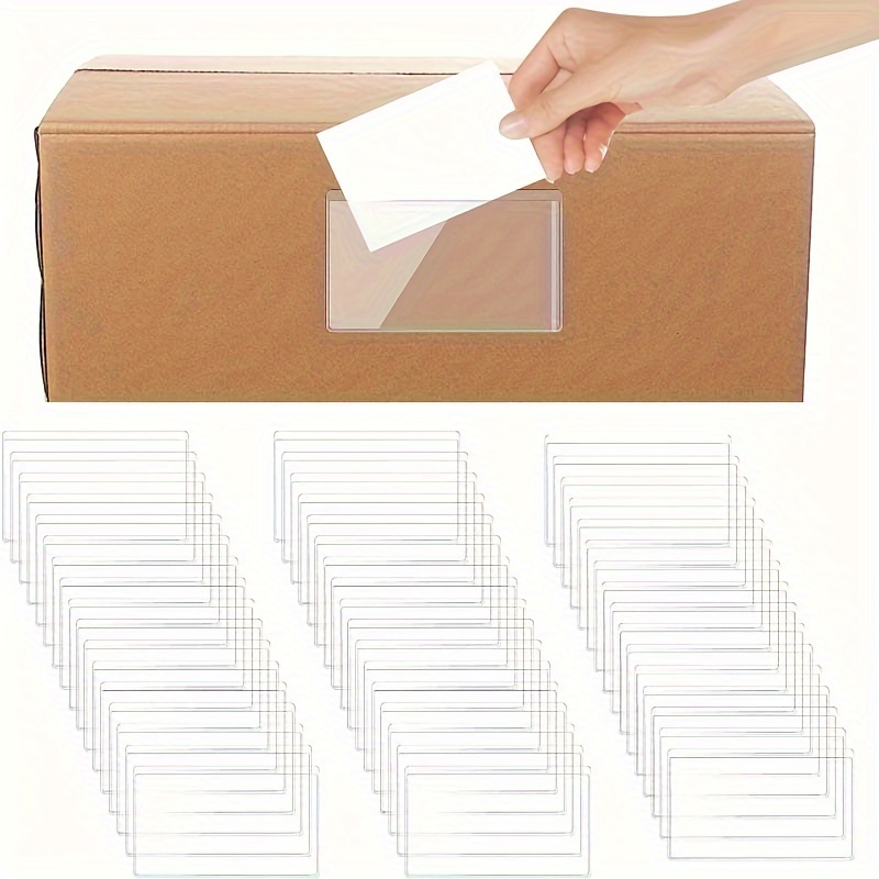10/50pcs Clear * *ets Self * Index Card *ets with Top Open Plastic Label  Holders for Storage Bins Business Card Sleeve Label *(9.98x5.99cm)ets for  Planners Index Cards