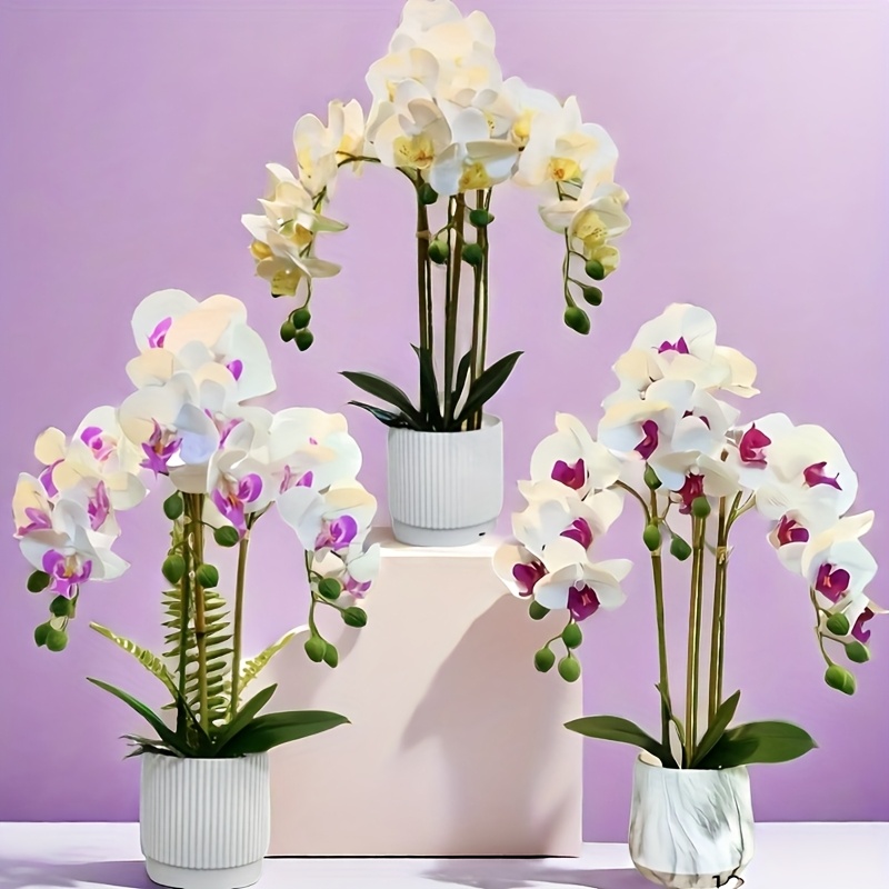 

20-inch High-quality, Tactile, And Moisturizing Artificial Orchid Flowers, -headed Potted Orchids.