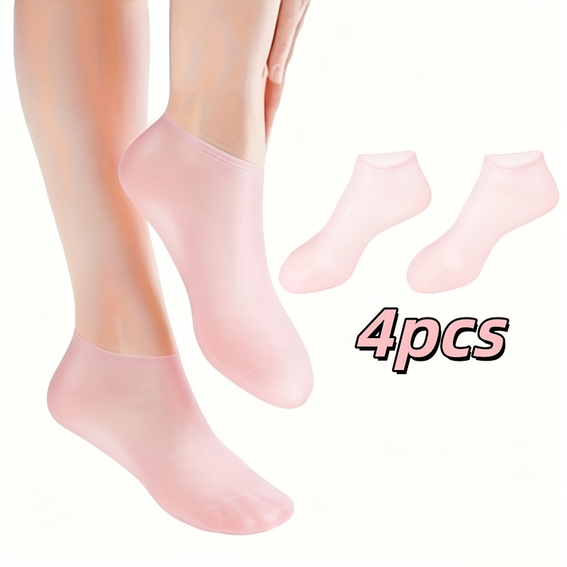 TEMU 4pcs Women's Silicone Socks - Moisturizing Foot Care Socks, Aloe Vera Gel Moisturizing Socks, For Dry Cracked Foot Care Socks, Suitable For