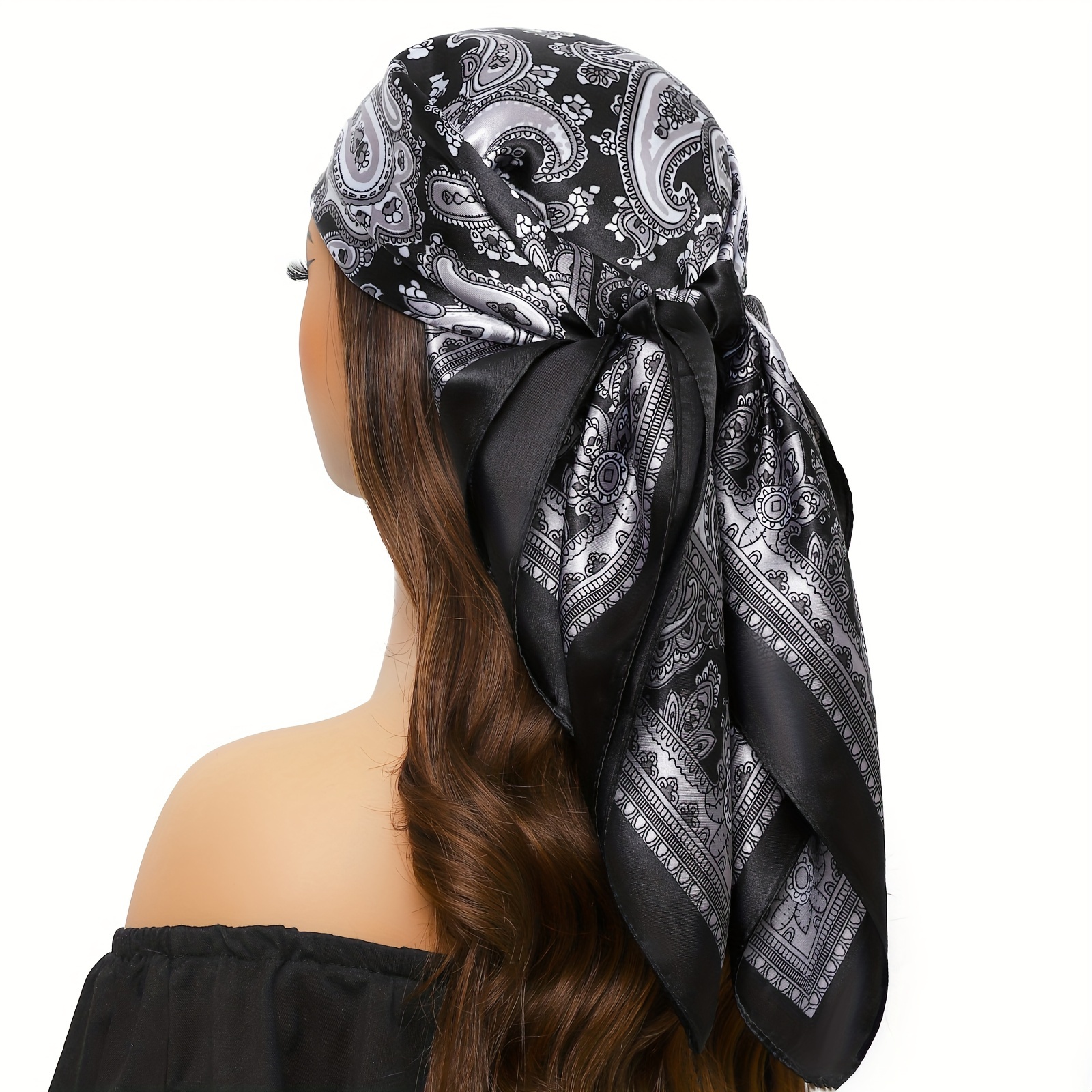 

Écharpe Carrée Chic de 35.4" - Bandana en Polyester Léger et Respirant avec Imprimés Tendance pour Protection Solaire & Mode - Tour de Tête Polyvalent pour Toutes les