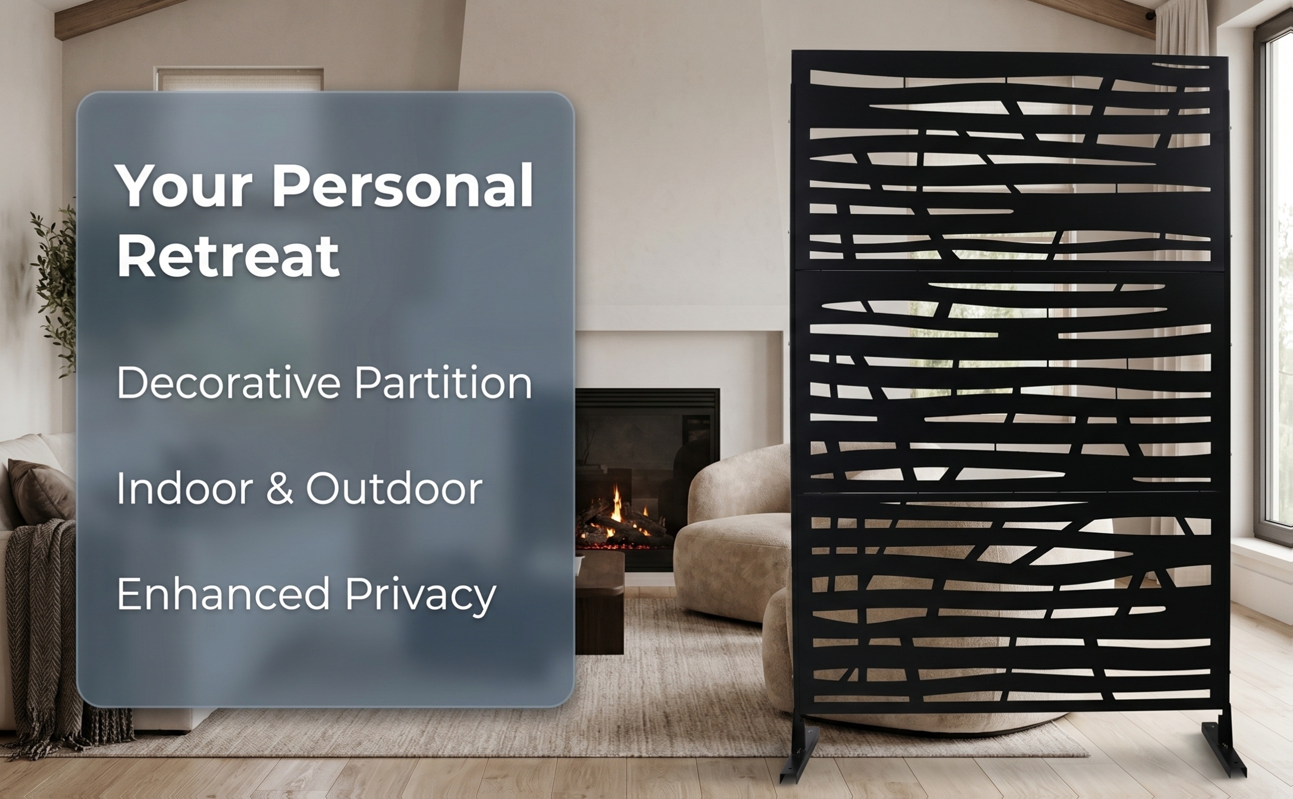 Freestanding Black Metal Privacy Screen 76