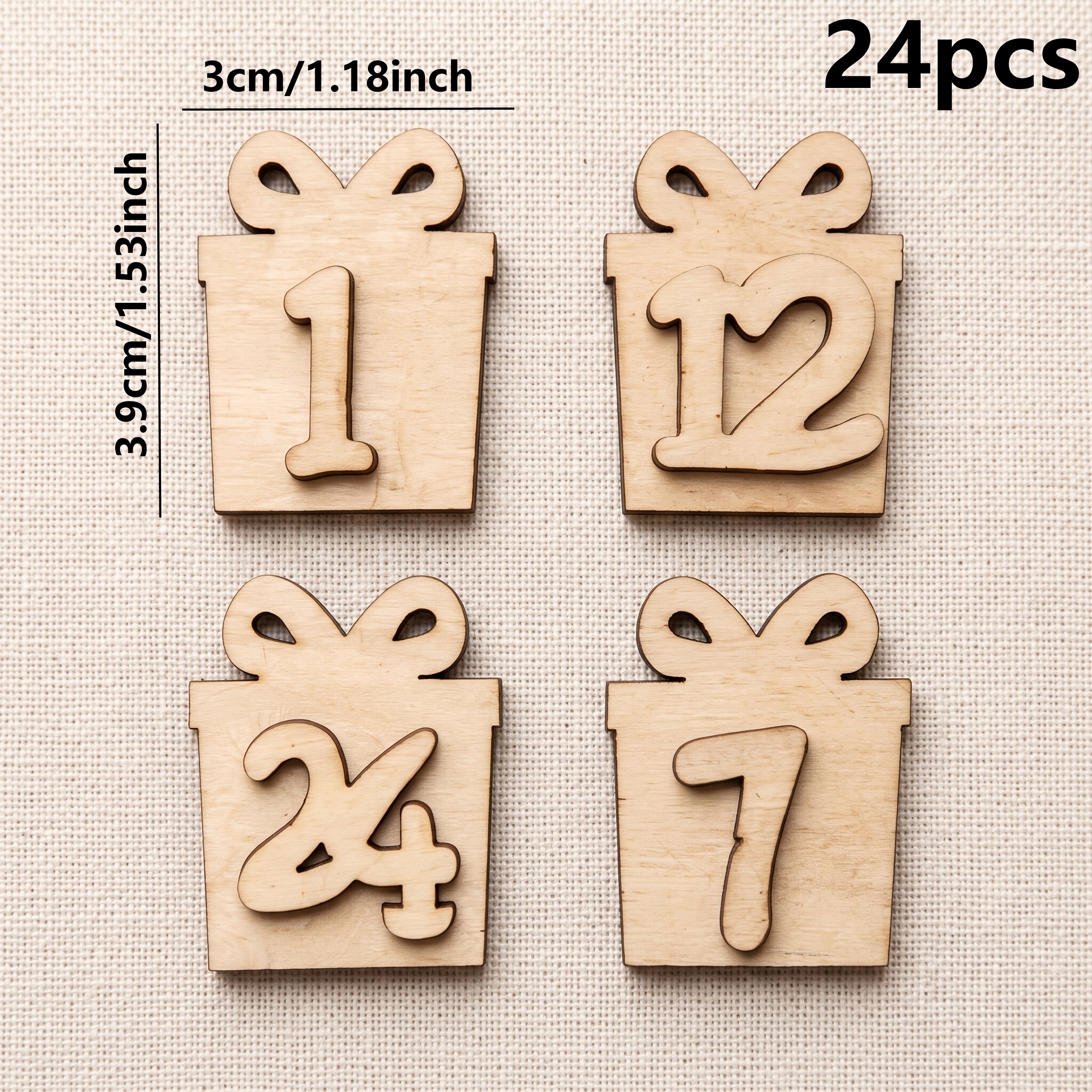 TEMU 24pcs Set Wooden Christmas Decorative Gift Box-shaped Countdown Calendar Numbers, Christmas Countdown Decoration, Advent Calendar Numbering,