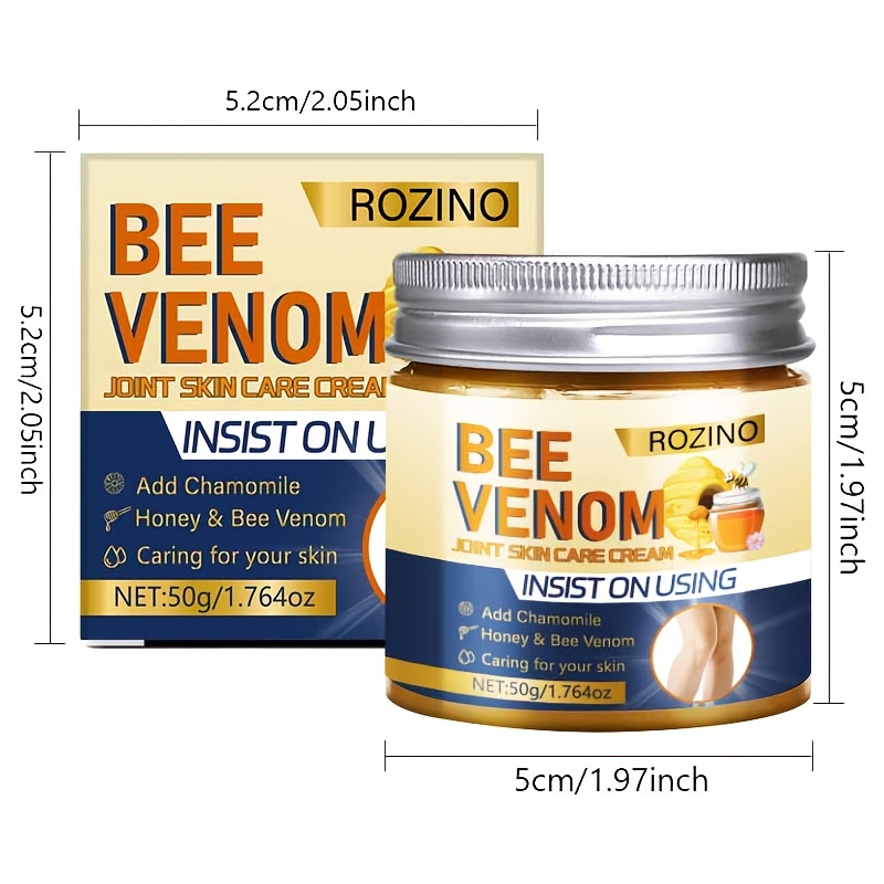 Bee Venom Joint Care Cream 50g 2-Pack Moisturizing Hydrating Skin Brightening for Arms, Legs, Knees, Unisex