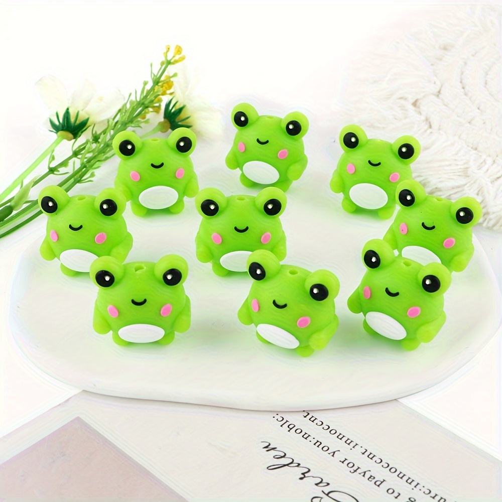 

5pcs Cute 3d Frog Silicone Beads For Diy Crafts - Perfect For Beaded Pens, Phone Charms & Bag Accessories Beads For Bracelets Beads For Bracelet Making