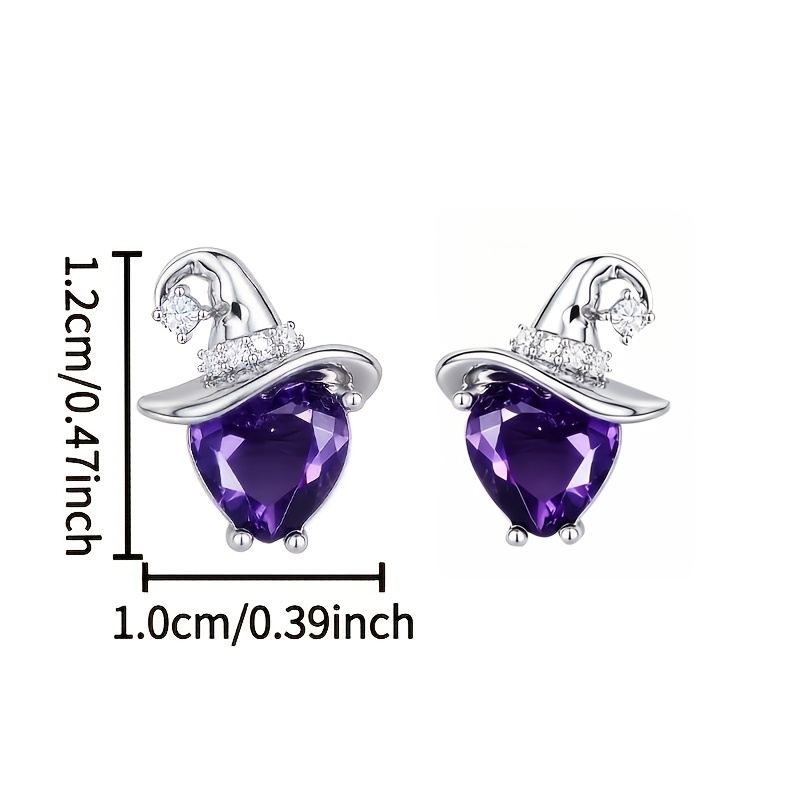 TEMU 2pcs Boucles d'Oreilles Chapeau de Incrusté de Synthétique Violette, Bijoux de Style de Design Premium Adaptés aux Anniversaires, Anniversaires,