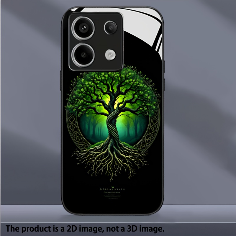 TEMU Phone Case - 2d Flat Fashion High-end Tree Of Anti-fingerprint Hd Tempered Glass Phone Case Suitable For Xiaomi Redmi Note 14 Pro/note 13
